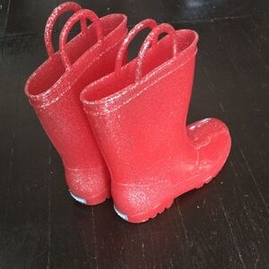 Sparkly Red Kids Rain Boots
